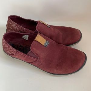 Merrell Womens Shoes Andorra Duskair Maroon Red Suede Fabric Slip On Loafer